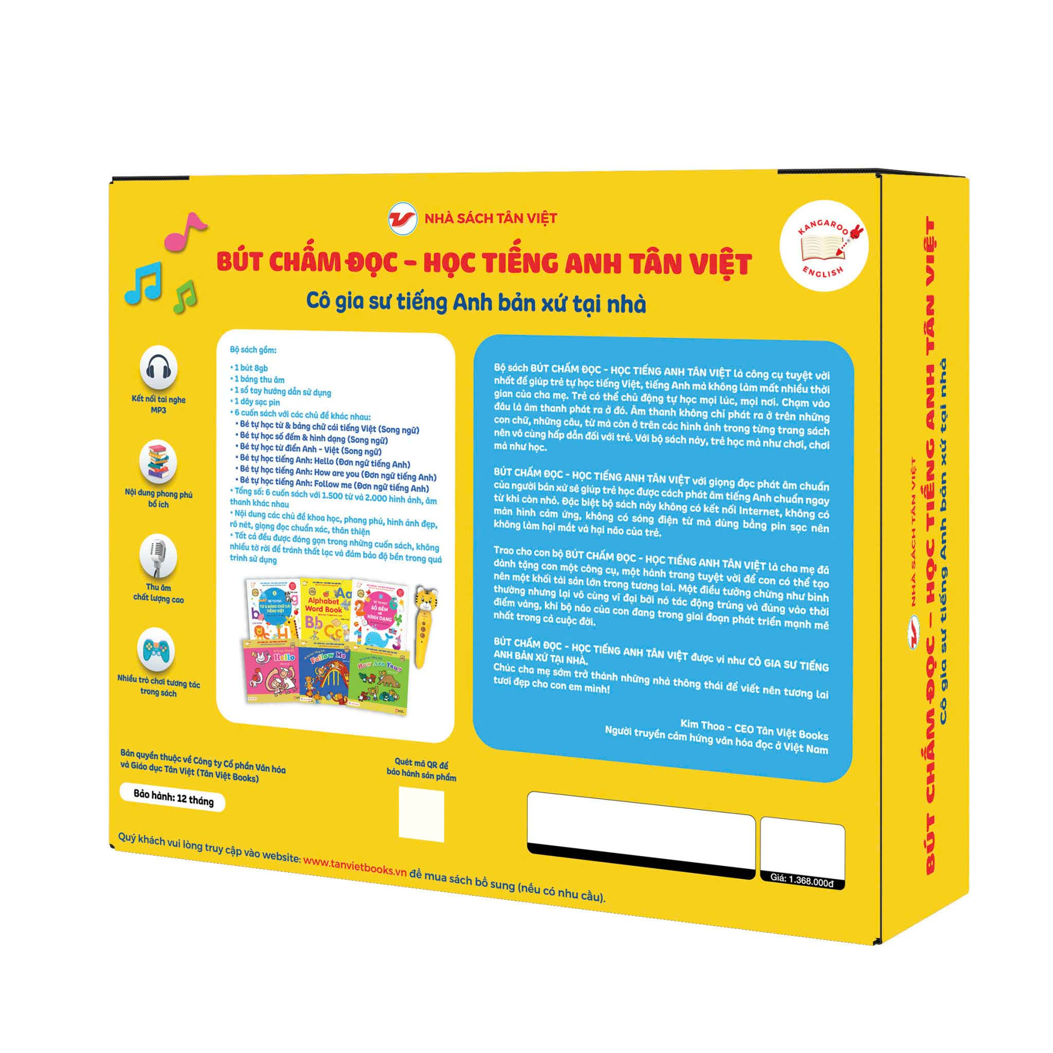 Bo
						
										
										But Cham Doc-Hoc Tieng Anh Tan Viet - Co Gia Su Tieng Anh Ban Xu Tai Nha - Phien Ban 6 Sach (Danh Cho Tre Tu 0 Den 6 Tuoi)