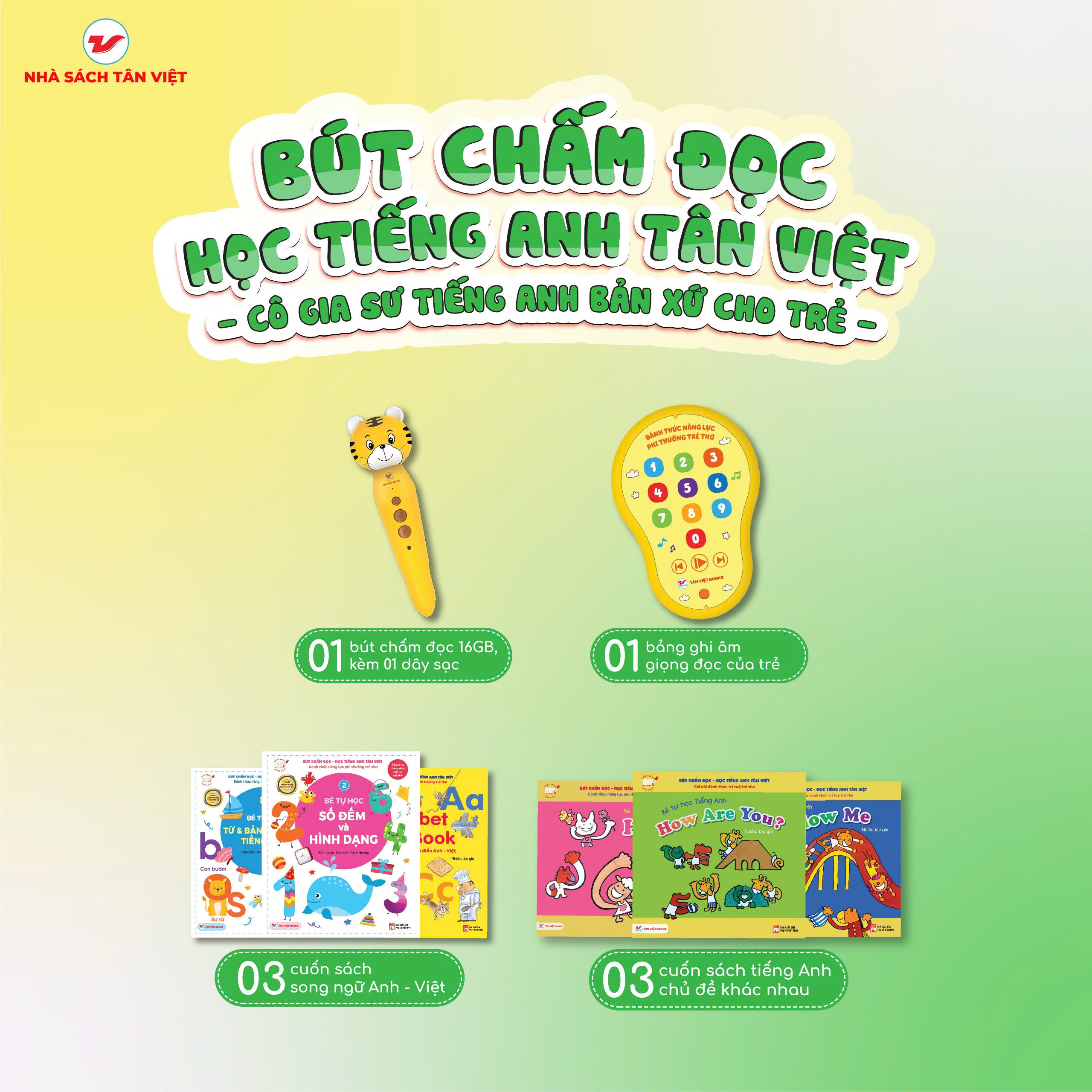 Bộ Bút Chấm Đọc-Học Tiếng Anh Tân Việt - Cô Gia Sư Tiếng Anh Bản Xứ Tại Nhà - Phiên Bản 6 Sách (Dành Cho Trẻ Từ 0 Đến 6 Tuổi) - Tặng Kèm Sách Playtime In English - Level 3 - Happy Snowman - Người Tuyết Hạnh Phúc