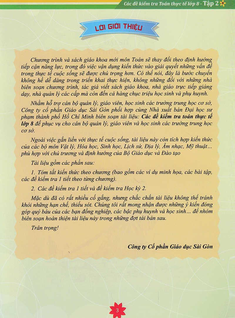 bộ các đề kiểm tra toán thực tế lớp 8 - tập 2