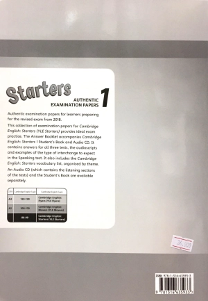 bộ cambridge english starters 1 for revised exam from 2018 ans booklet