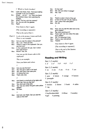 bộ cambridge english starters 1 for revised exam from 2018 ans booklet