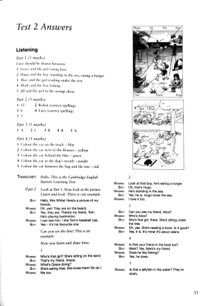 bộ cambridge english starters 1 for revised exam from 2018 ans booklet