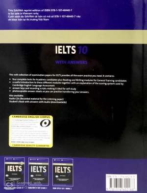 bộ cambridge ielts 10 with answers (ngôn ngữ tiếng anh) (không kèm audio)