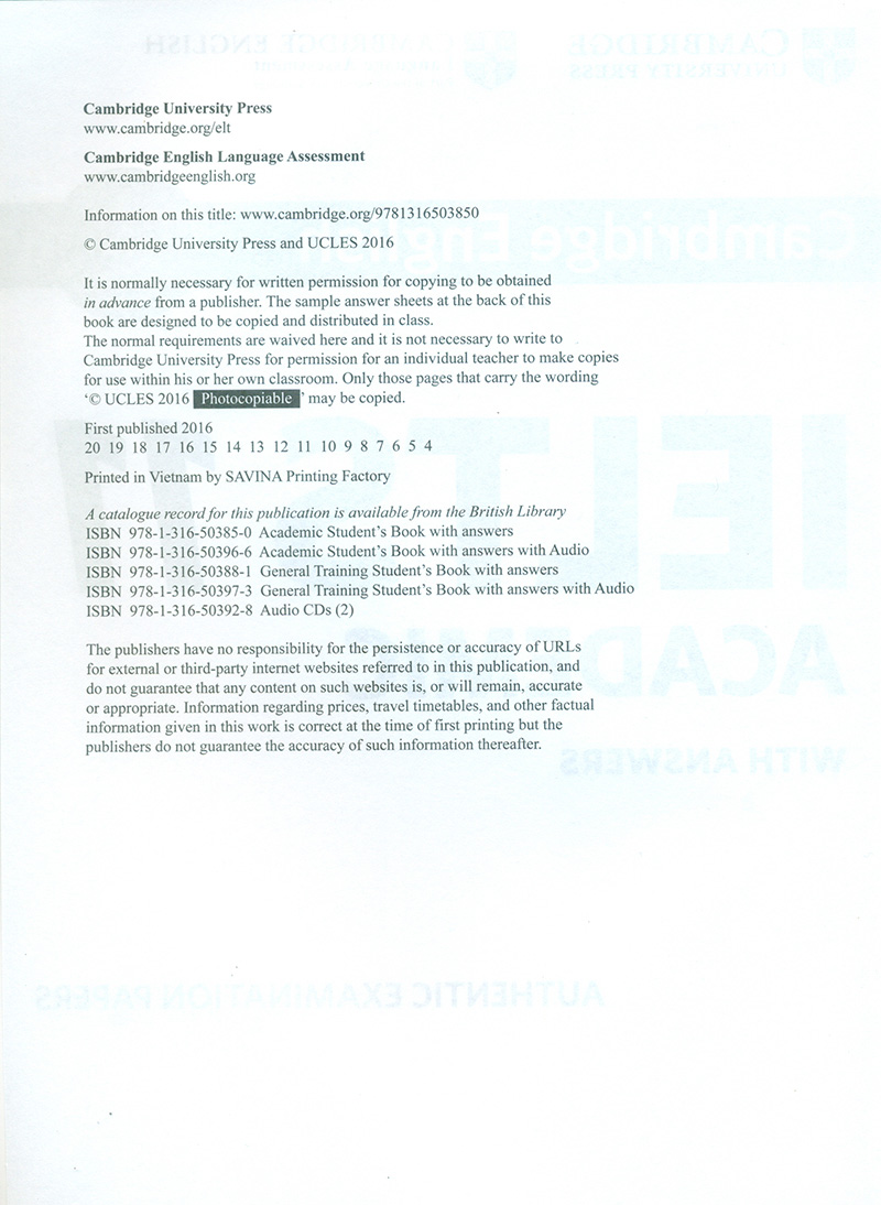 bộ cambridge ielts 11 academic with answers (savina) (không kèm audio)