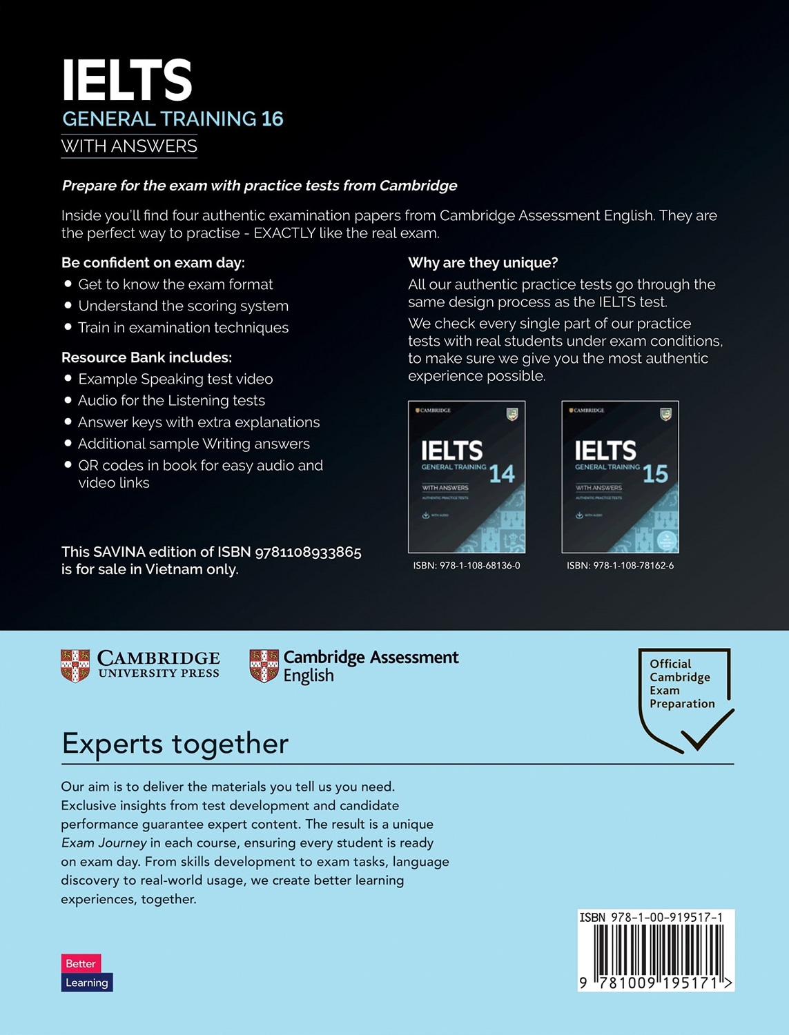 bộ cambridge ielts 16 general training with answers (savina) (kèm audio)