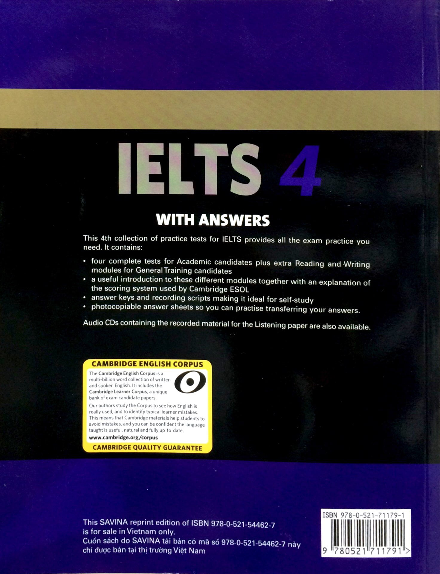 bộ cambridge ielts 4 with answers (savina) (không kèm audio)