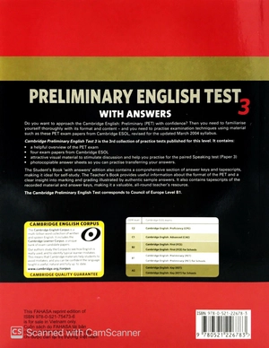 bộ cambridge preliminary english test 3 student's book with answers fahasa reprint edition