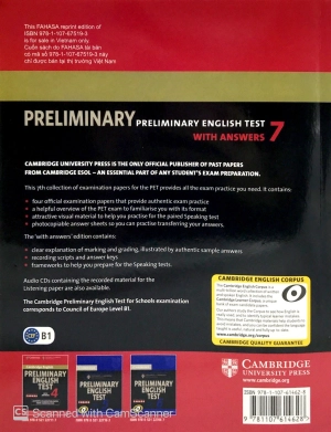 bộ cambridge preliminary english test 7 student's book with answers fahasa reprint edition