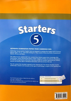 bộ cambridge young learner english test starters 5 sb fahasa reprint edition