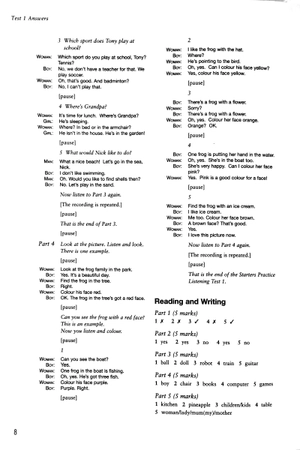 bộ cambridge young learners english tests 7 starters answer booklet