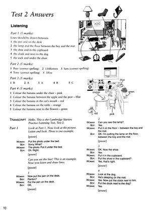 bộ cambridge young learners english tests second edition starters 3 answer booklet