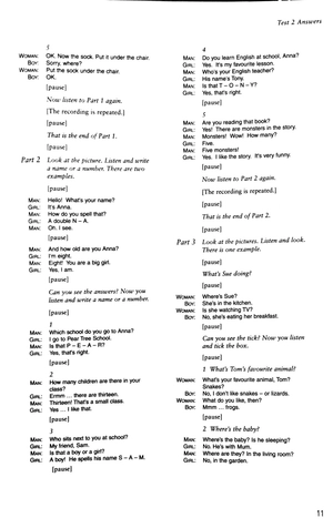 bộ cambridge young learners english tests second edition starters 3 answer booklet