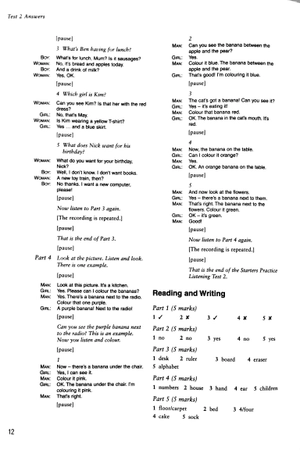 bộ cambridge young learners english tests second edition starters 3 answer booklet