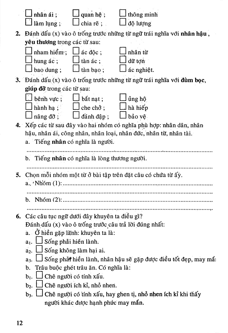 bộ câu hỏi và bài tập trắc nghiệm tiếng việt 4 - tập 1