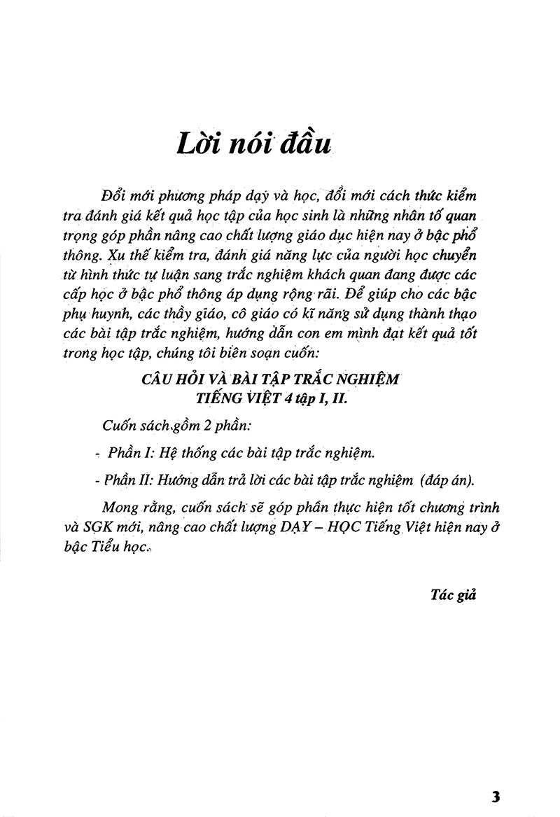 bộ câu hỏi và bài tập trắc nghiệm tiếng việt 4 - tập 1