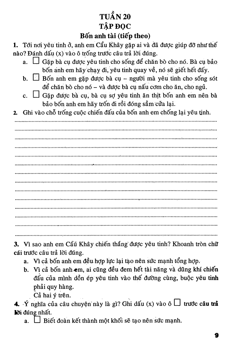 bộ câu hỏi và bài tập trắc nghiệm tiếng việt 4 - tập 2