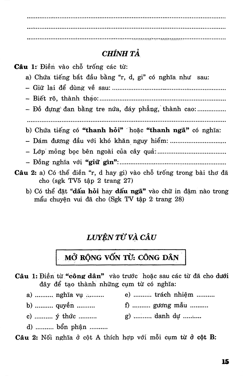 bộ câu hỏi và bài tập trắc nghiệm tiếng việt 5 - tập 2