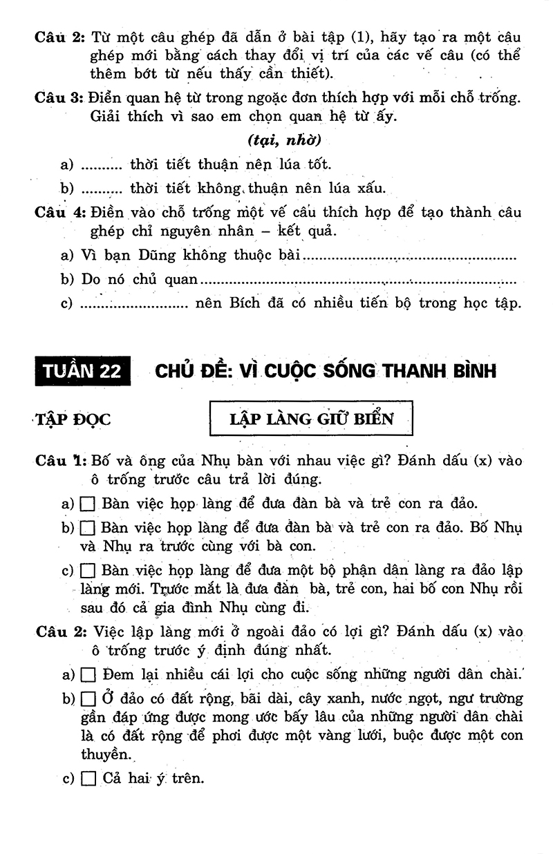 bộ câu hỏi và bài tập trắc nghiệm tiếng việt 5 - tập 2