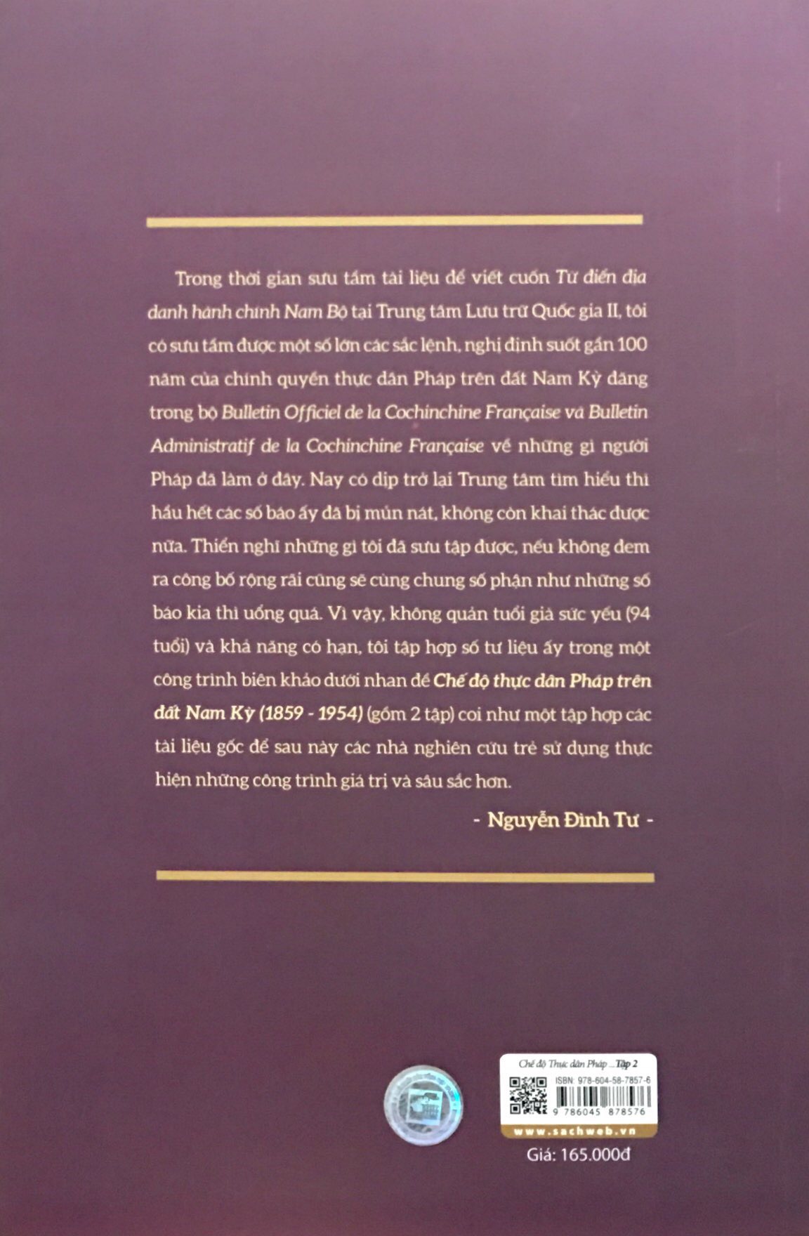 bộ chế độ thực dân pháp trên đất nam kỳ 1859-1954 - tập 2 (tái bản 2018)