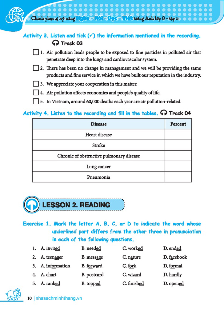 bộ chinh phục 4 kỹ năng tiếng anh nghe - nói - đọc - viết lớp 8 - tập 2