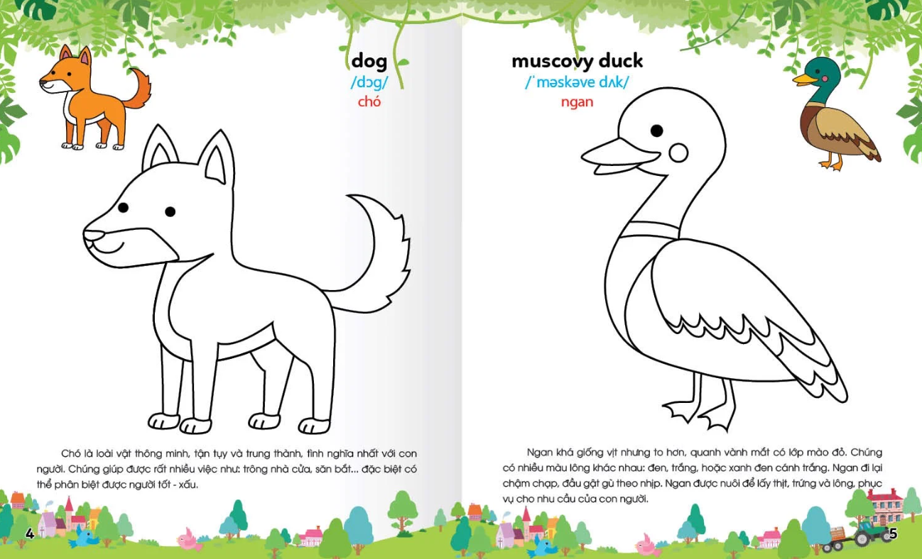 bộ colouring 365 ngày tô màu - khám phá thế giới phát triển trí tuệ - cuốn 1: động vật nuôi, chim, cá