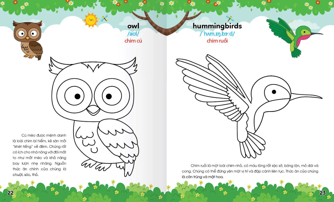 bộ colouring 365 ngày tô màu - khám phá thế giới phát triển trí tuệ - cuốn 1: động vật nuôi, chim, cá