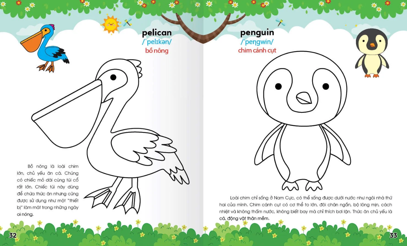 bộ colouring 365 ngày tô màu - khám phá thế giới phát triển trí tuệ - cuốn 1: động vật nuôi, chim, cá