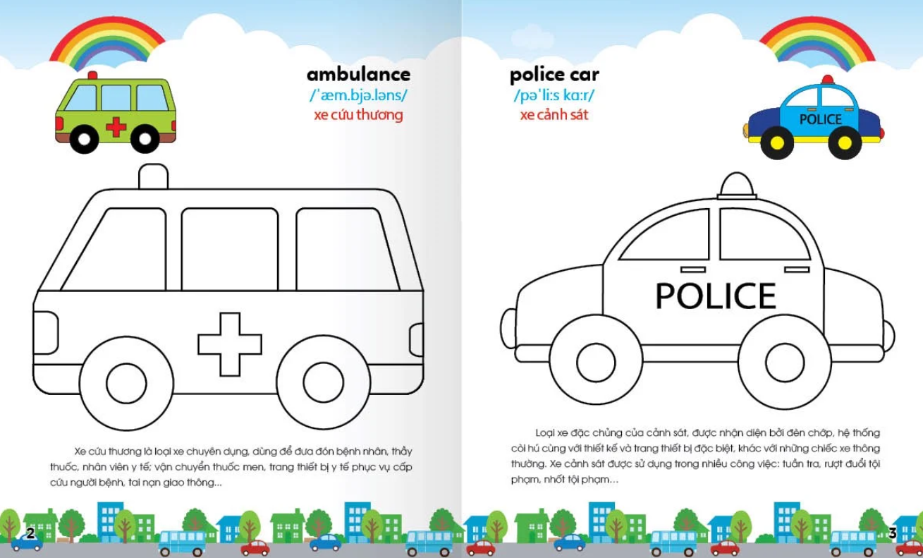 bộ colouring 365 ngày tô màu - khám phá thế giới phát triển trí tuệ - cuốn 4: giao thông, đồ dùng gia đình, đồ dùng học sinh