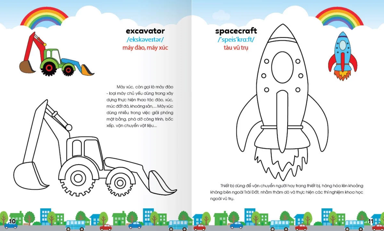 bộ colouring 365 ngày tô màu - khám phá thế giới phát triển trí tuệ - cuốn 4: giao thông, đồ dùng gia đình, đồ dùng học sinh