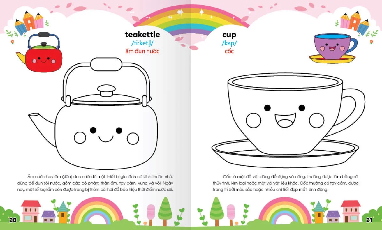 bộ colouring 365 ngày tô màu - khám phá thế giới phát triển trí tuệ - cuốn 4: giao thông, đồ dùng gia đình, đồ dùng học sinh