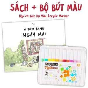 bộ combo sách ở tiệm bánh ngày mai + hộp 24 bút dạ màu acrylic marker - 9053a