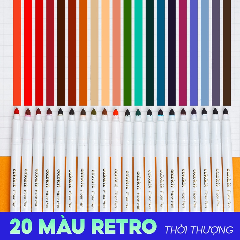 bộ combo sách tô bình yên vẽ hạnh phúc + hộp 20 bút lông màu rửa được washable fiber pen - colokit swm-c009 (bộ 2 cuốn)