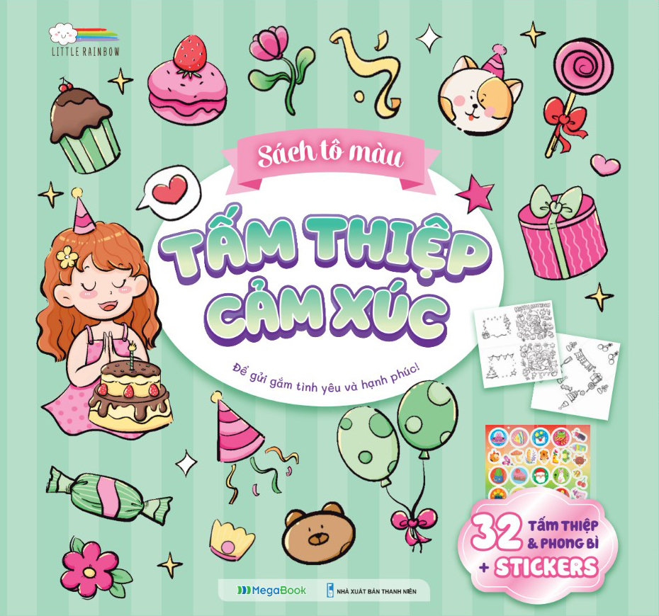 bộ combo sách tô màu - tấm thiệp cảm xúc + hộp 20 bút lông màu pastel rửa được washable fiber pen - colokit swm-c008