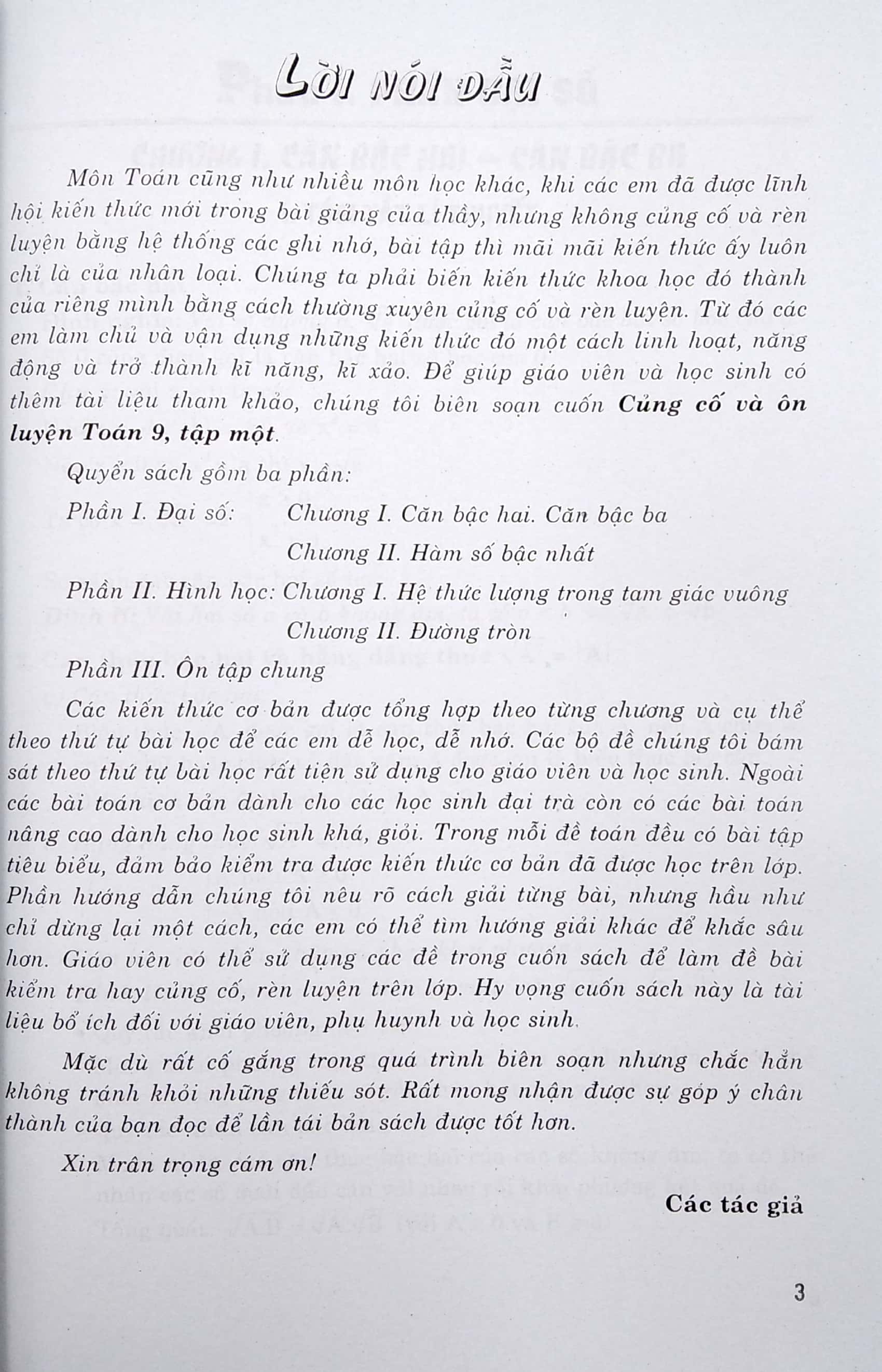 bộ cũng cố và ôn luyện toán 9 - tập 1