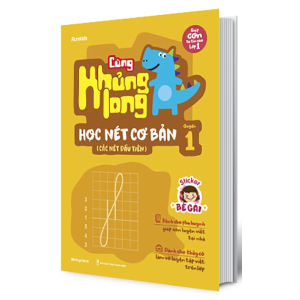 bộ cùng khủng long học nét cơ bản (các nét đầu tiên) - quyển 1 - bé gái
