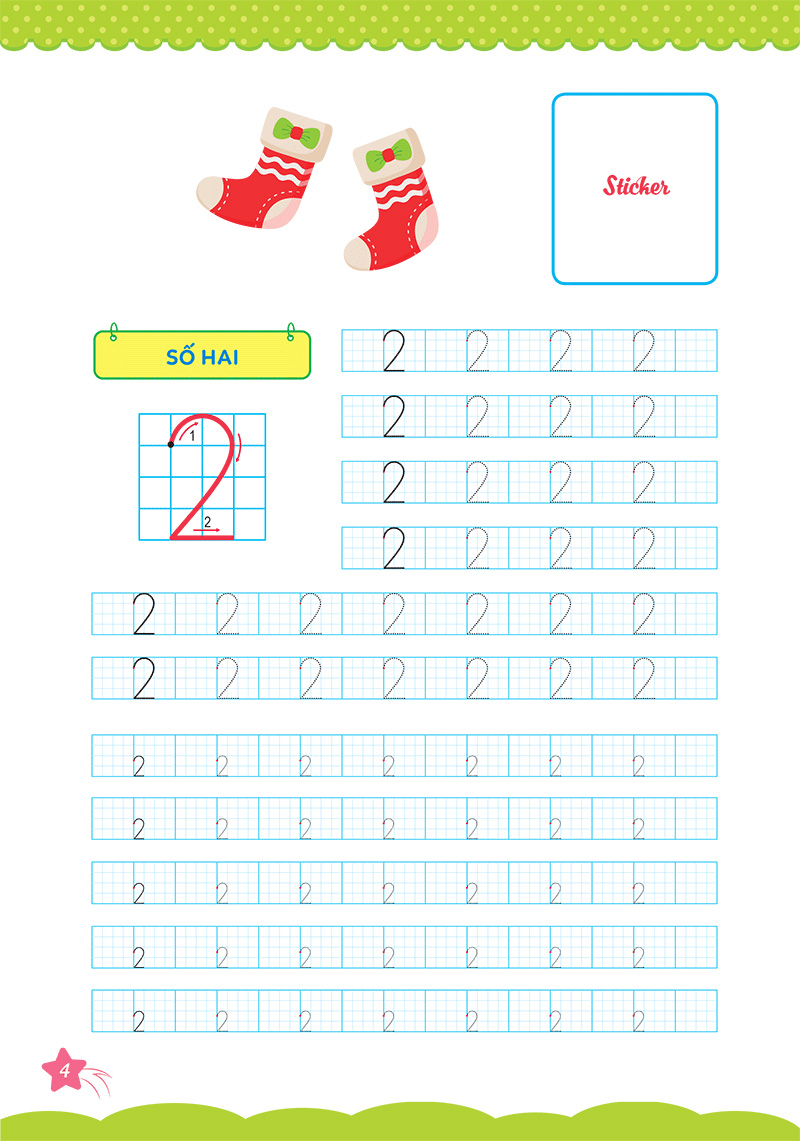 bộ cùng khủng long học nét cơ bản quyển 2 (chữ số đầu tiên) bé trai