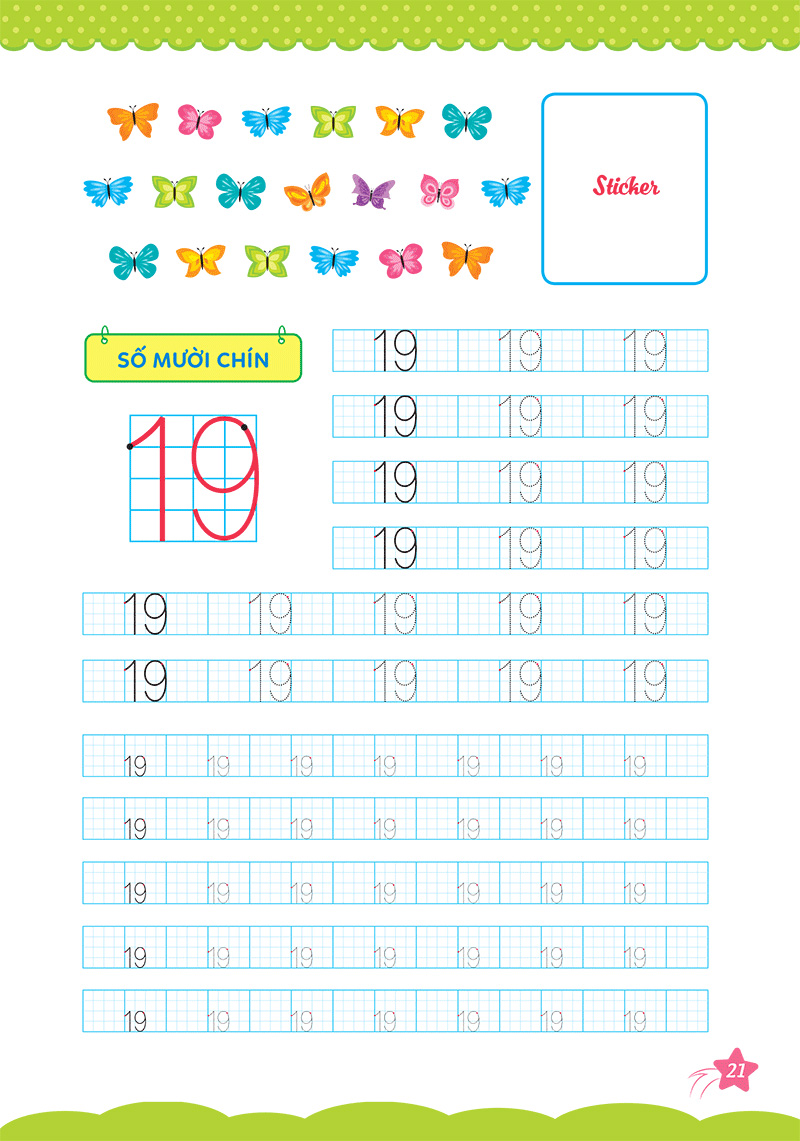 bộ cùng khủng long học nét cơ bản quyển 2 (chữ số đầu tiên) bé trai