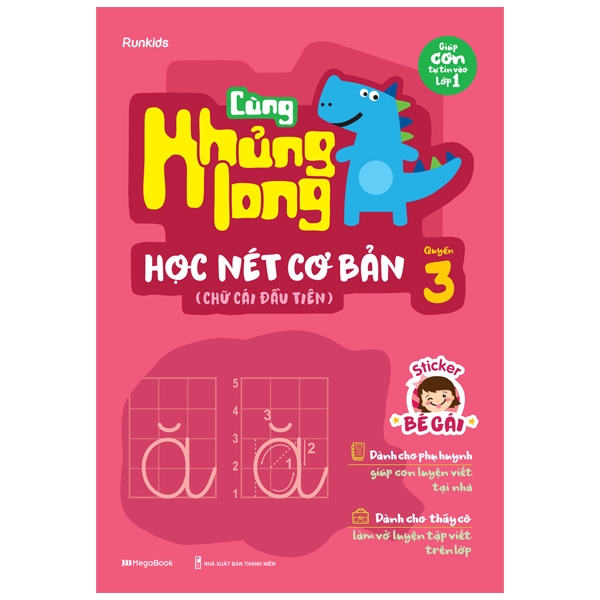 bộ cùng khủng long học nét cơ bản quyển 3 (chữ cái đầu tiên) bé gái