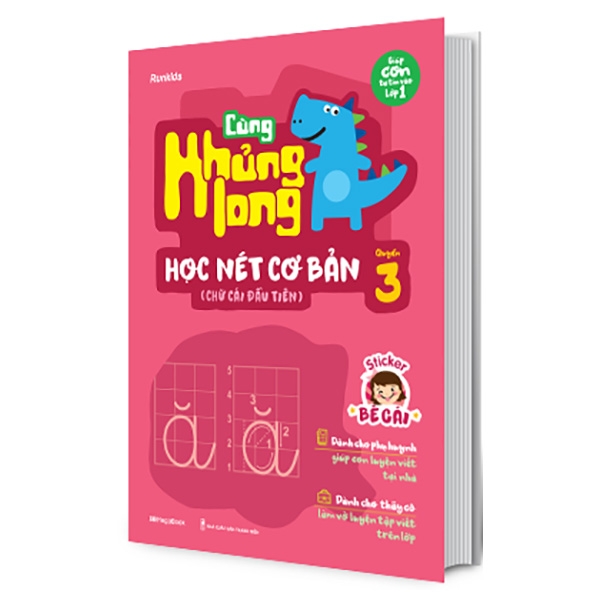 bộ cùng khủng long học nét cơ bản quyển 3 (chữ cái đầu tiên) bé gái