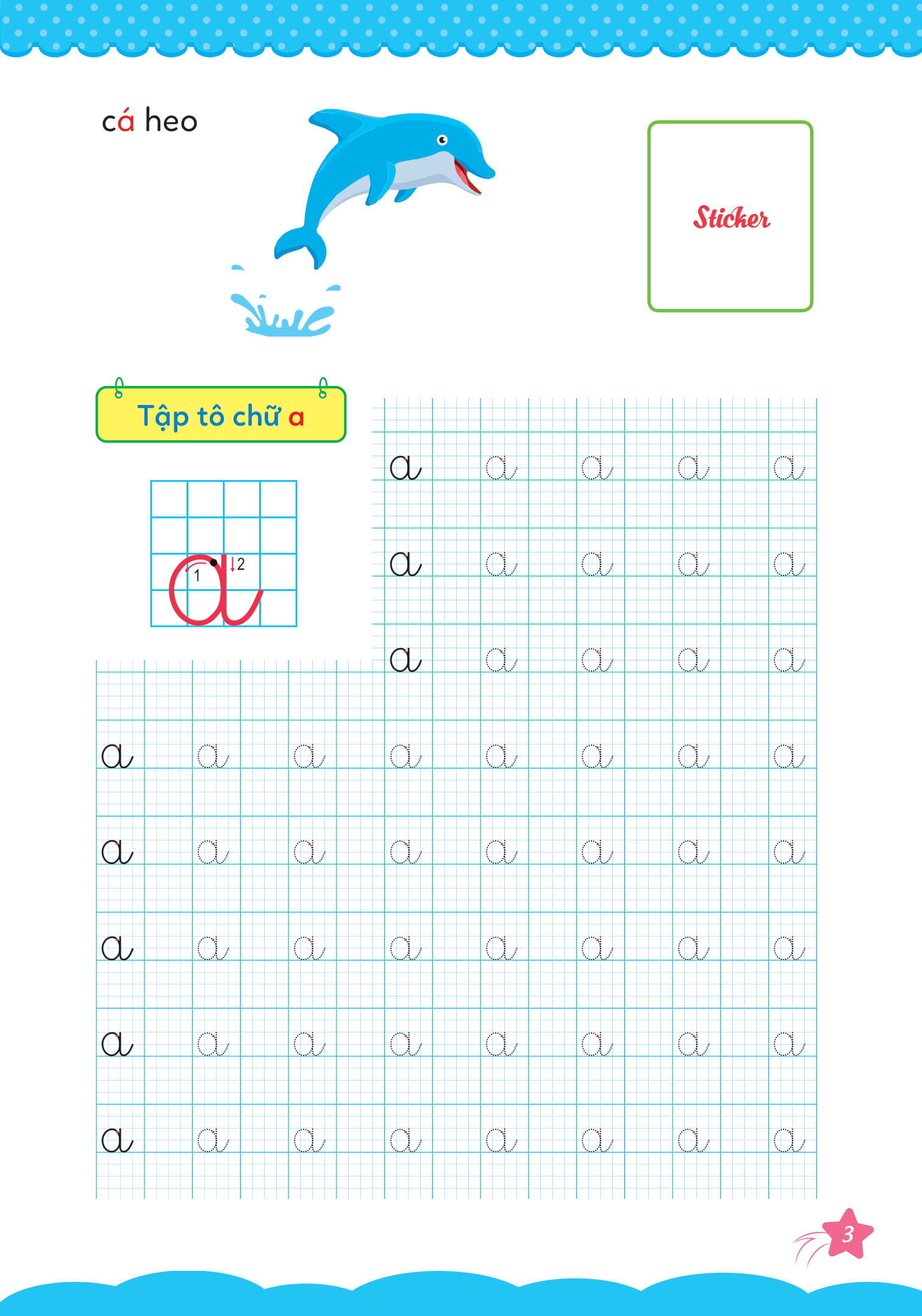 bộ cùng khủng long học nét cơ bản quyển 3 (chữ cái đầu tiên) bé gái