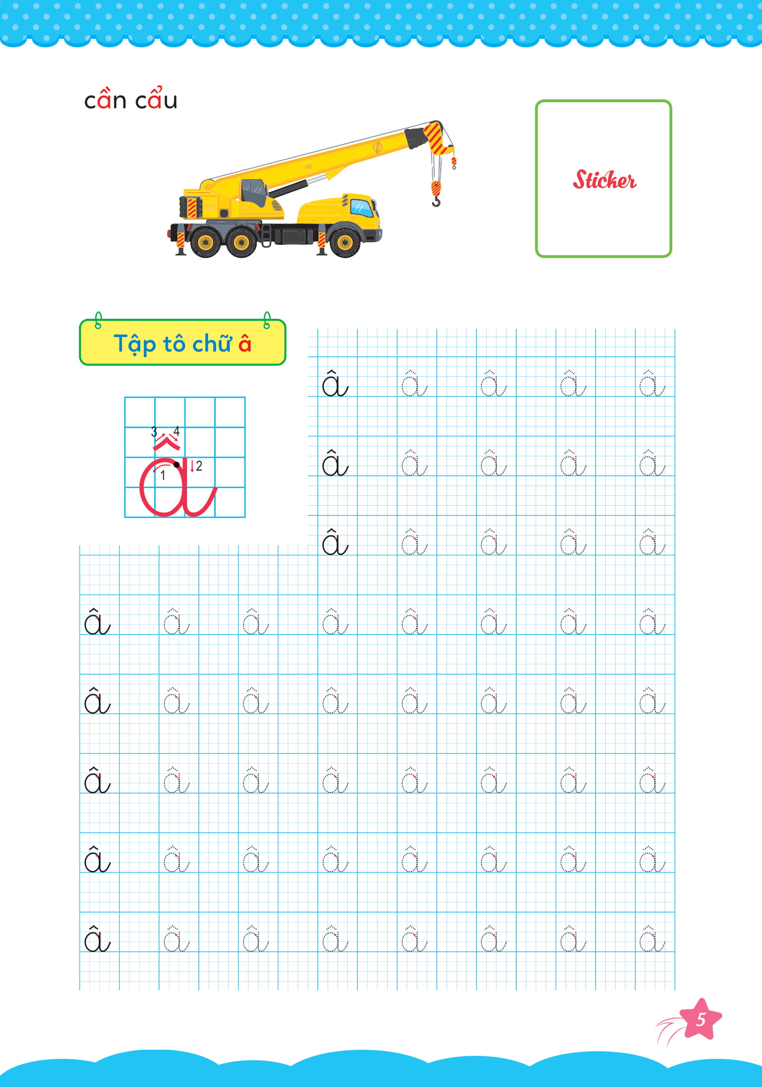 bộ cùng khủng long học nét cơ bản quyển 3 (chữ cái đầu tiên) bé gái