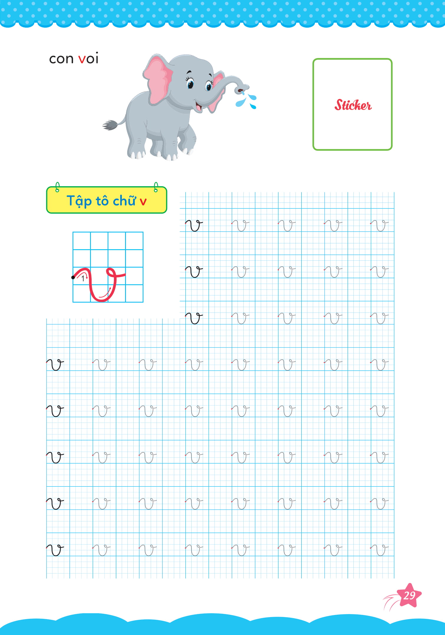 bộ cùng khủng long học nét cơ bản quyển 3 (chữ cái đầu tiên) bé gái