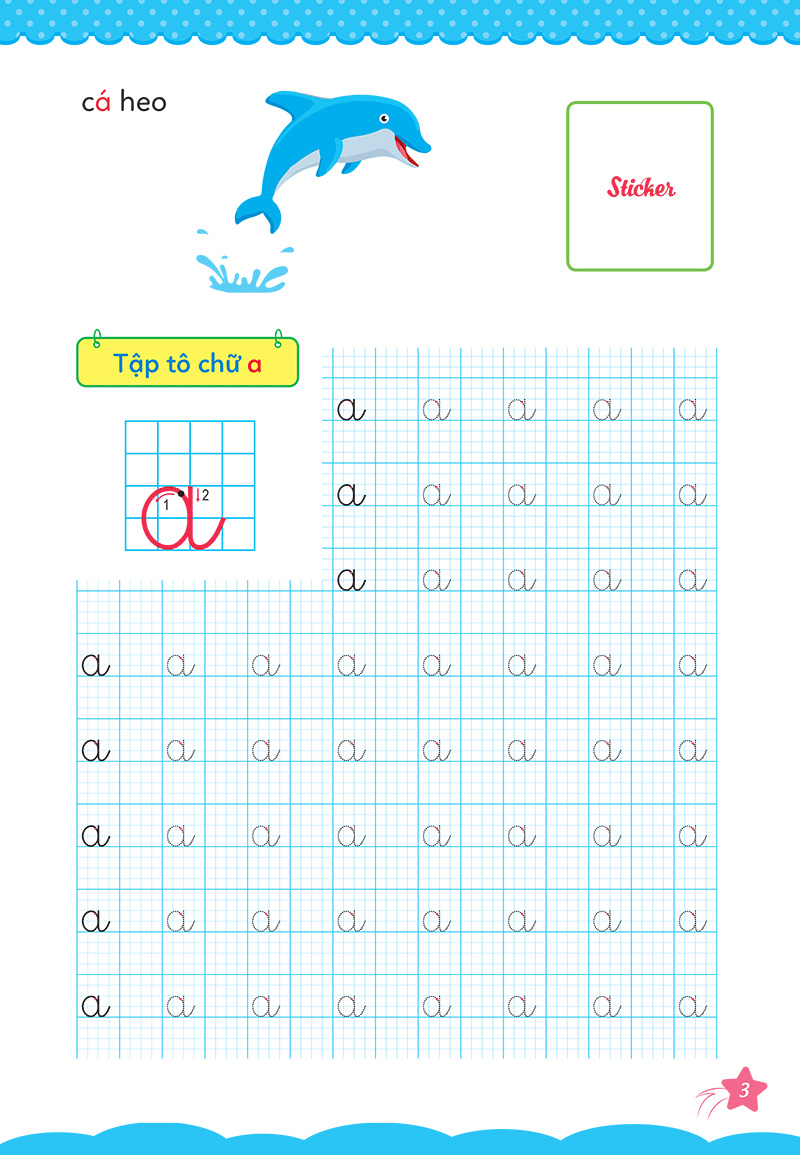 bộ cùng khủng long học nét cơ bản quyển 3 (chữ cái đầu tiên) bé trai
