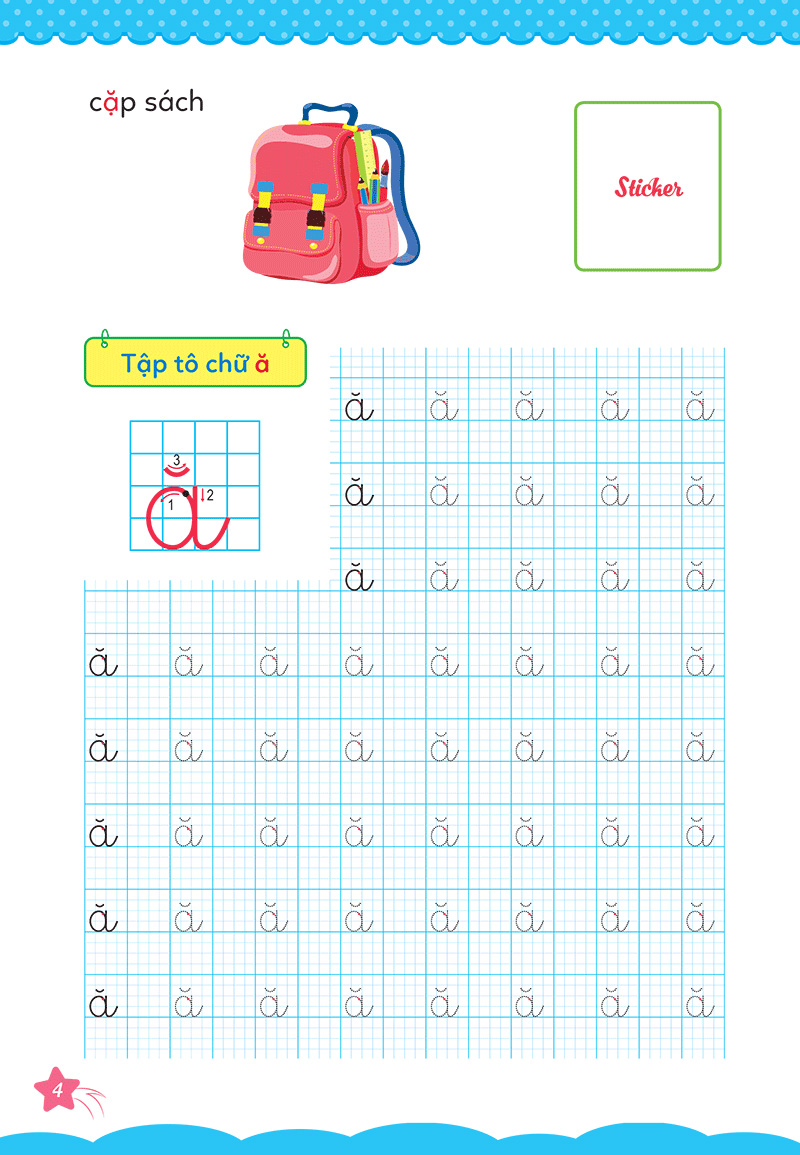 bộ cùng khủng long học nét cơ bản quyển 3 (chữ cái đầu tiên) bé trai