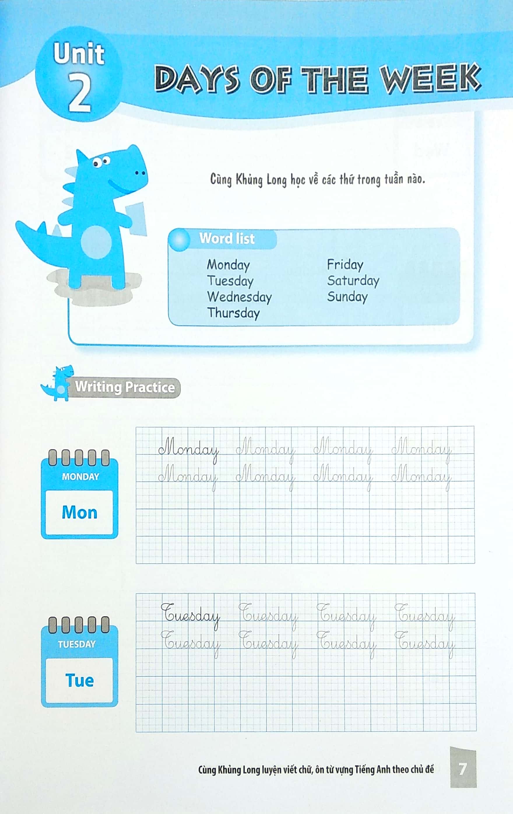 bộ cùng khủng long luyện viết chữ, ôn từ vựng tiếng anh theo chủ đề 2