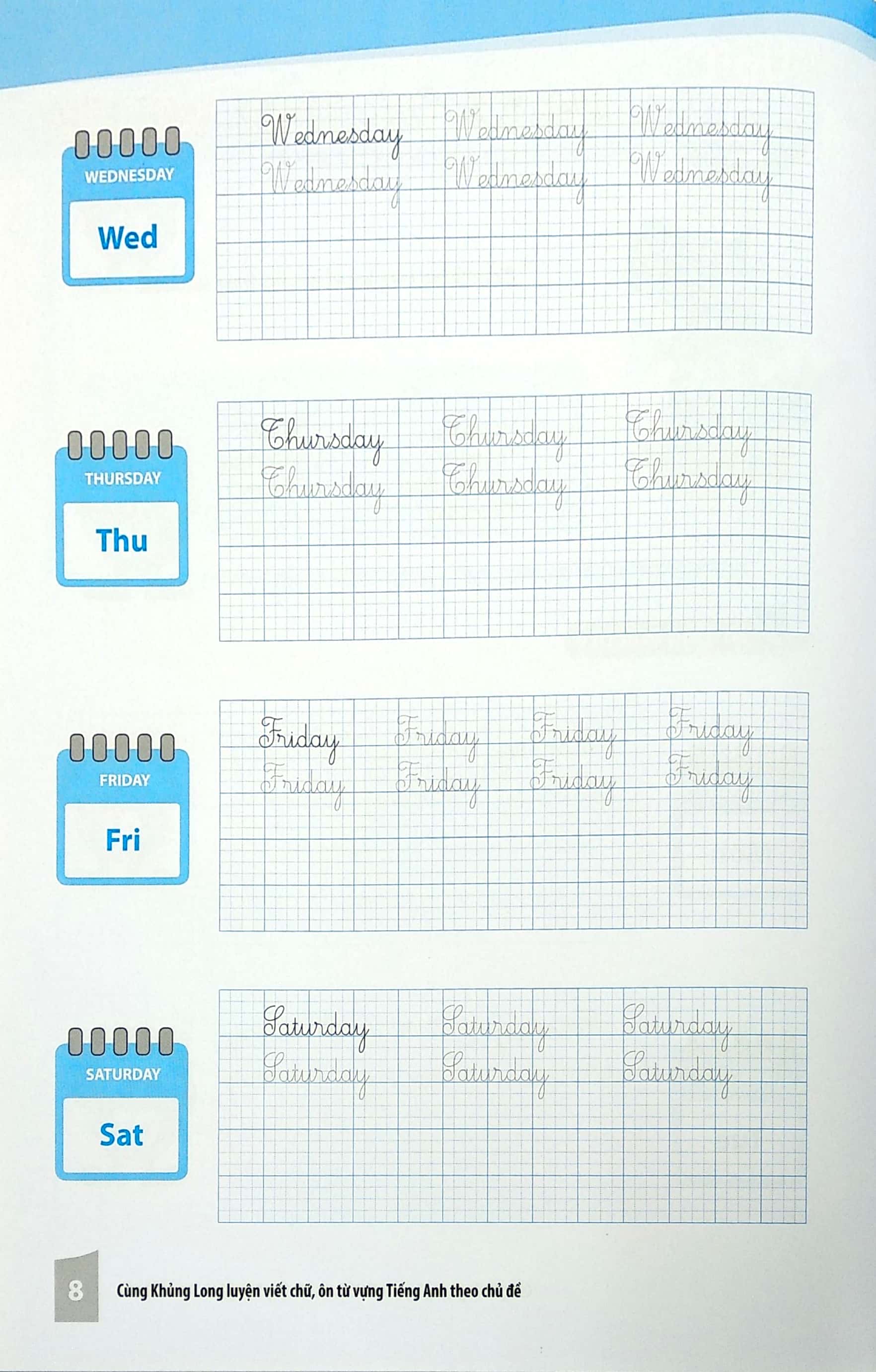 bộ cùng khủng long luyện viết chữ, ôn từ vựng tiếng anh theo chủ đề 2
