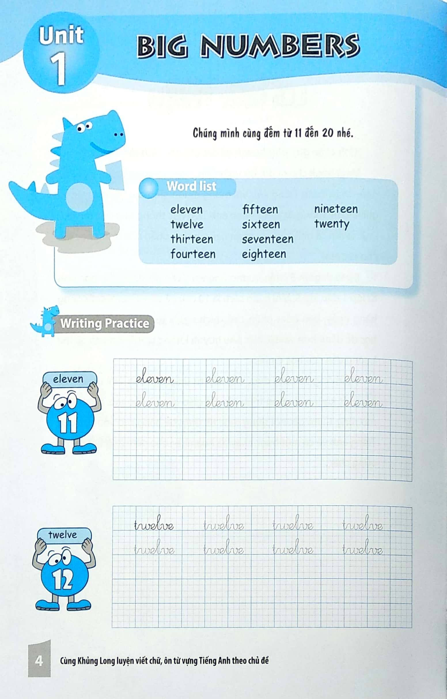 bộ cùng khủng long luyện viết chữ, ôn từ vựng tiếng anh theo chủ đề 2