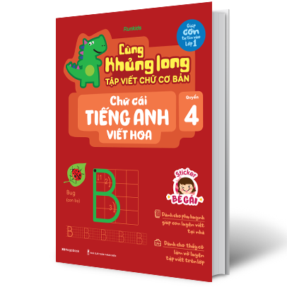 bộ cùng khủng long tập viết chữ cơ bản - chữ cái tiếng anh viết hoa - quyển 4 (sticker bé gái)