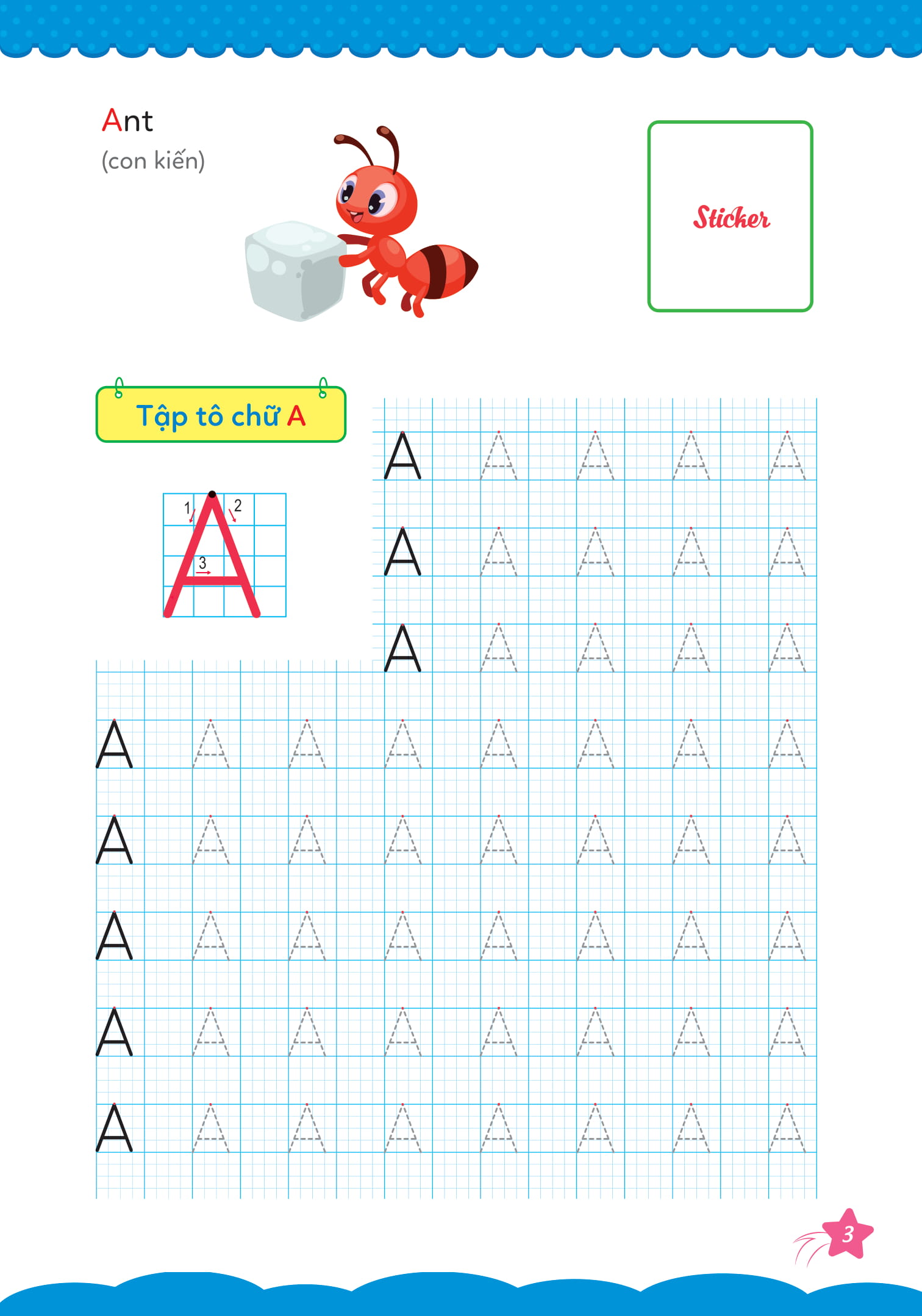 bộ cùng khủng long tập viết chữ cơ bản - chữ cái tiếng anh viết hoa - quyển 4 (sticker bé gái)