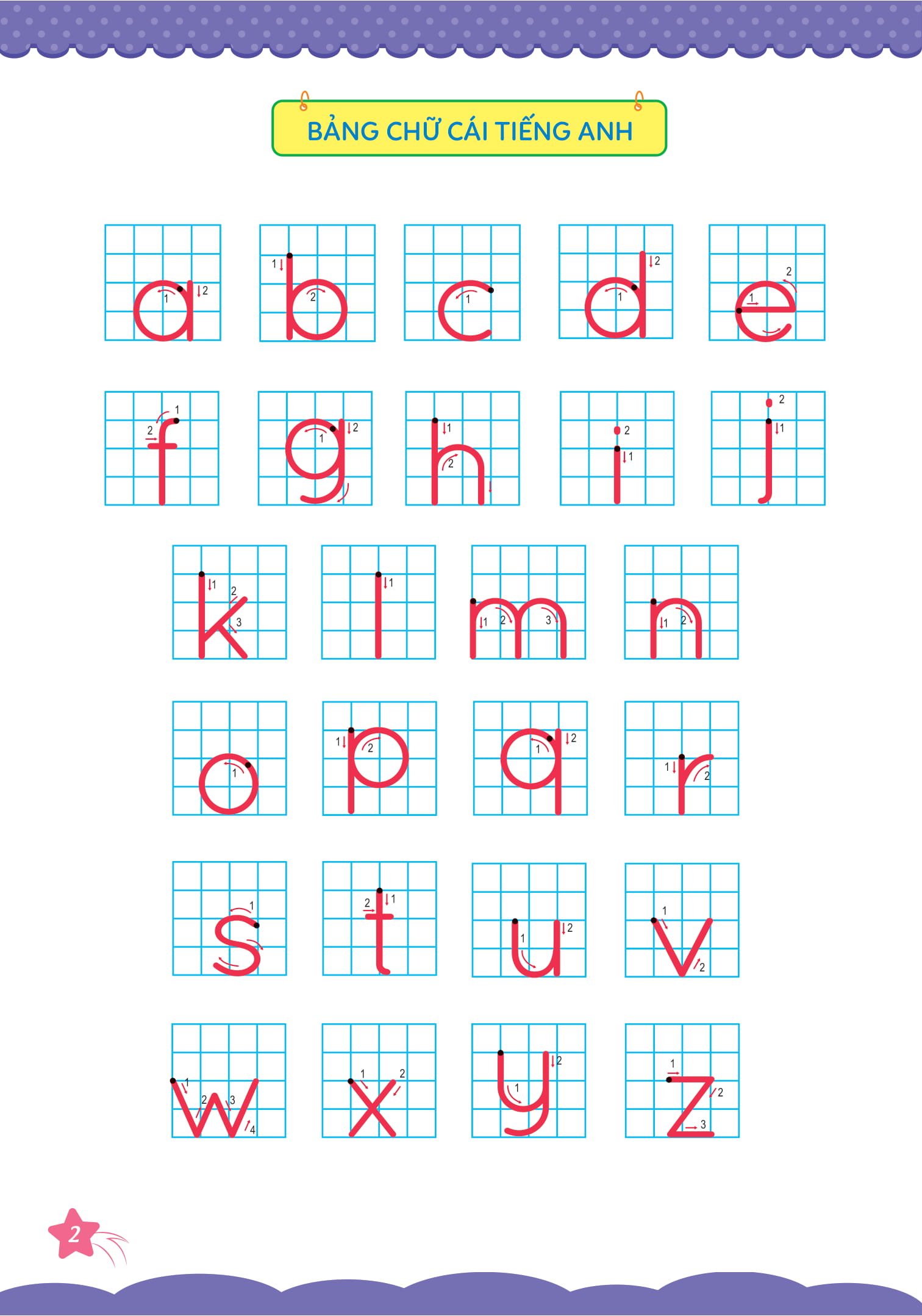 bộ cùng khủng long tập viết chữ cơ bản - chữ cái tiếng anh viết thường - quyển 5 (sticker bé gái)